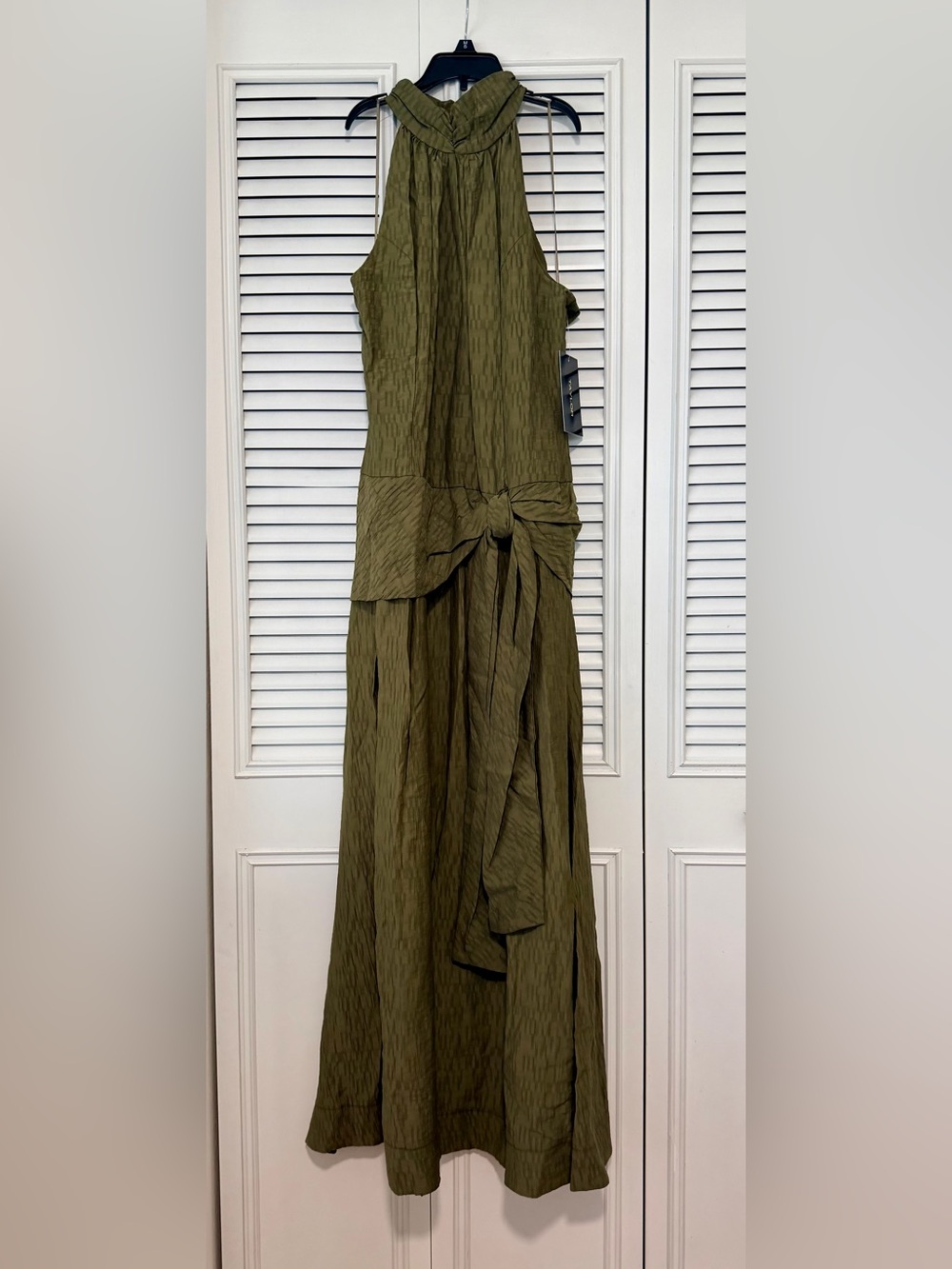 Taylor Olive Green Halter Maxi Dress